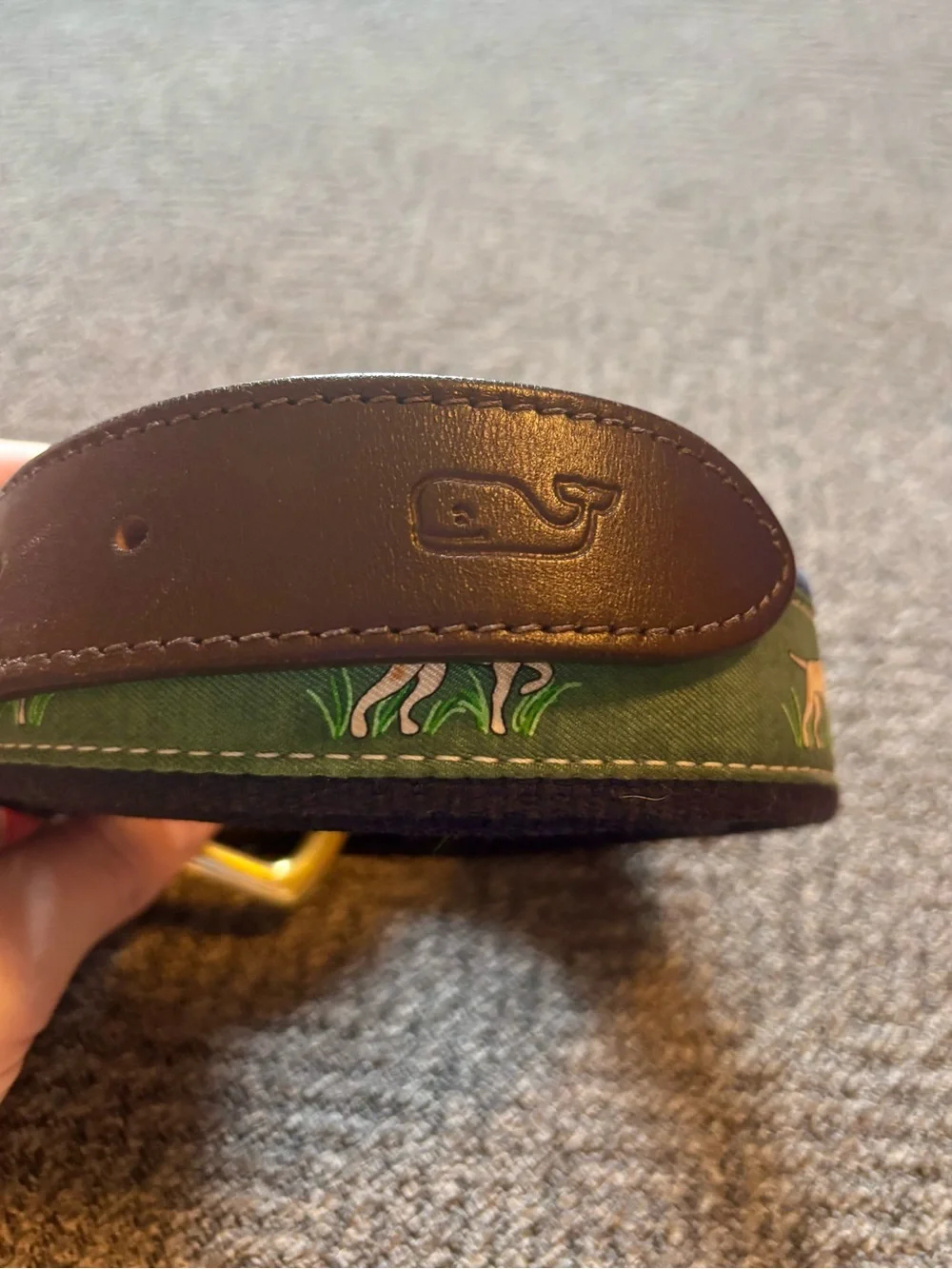 Vineyard Vines Men's Canvas Club Belt – Hunting Dog Pointer Motif Size 42